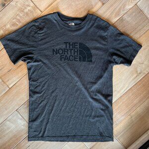 Men's North Face Grey / Black Logo Tshirt, Short sleeve Slim Fit, Size Large